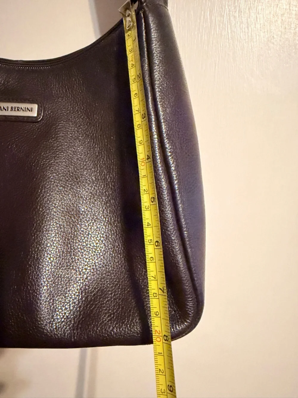 Giani Bernini Brown Pebbled Leather‎ Shoulder Bag Minimalist Luxe Everyday Hobo